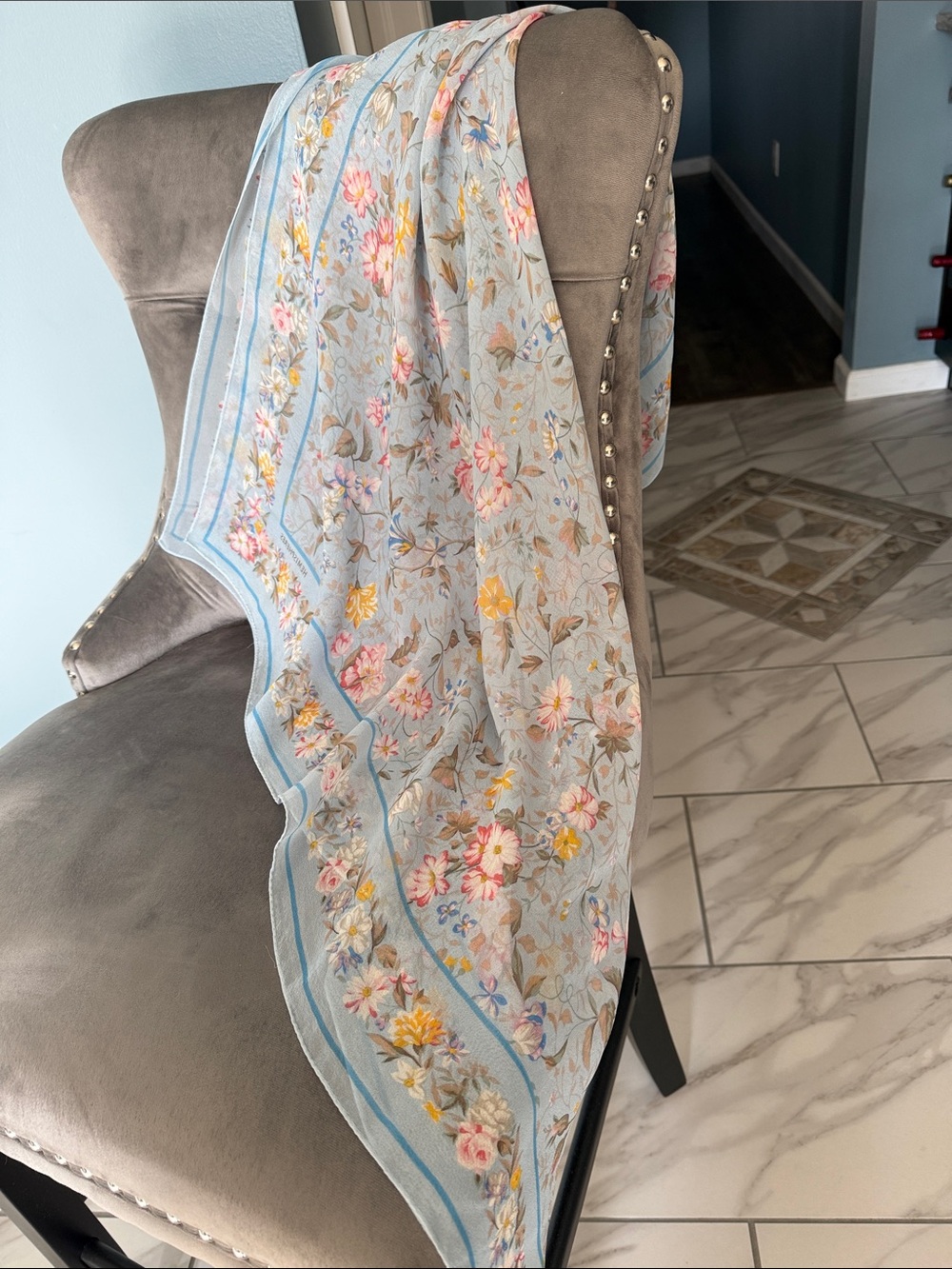 Light Blue Floral scarf HEMISPHERES